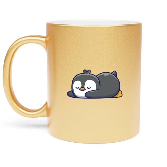 Cute penguin sleeping Metallic Mugs