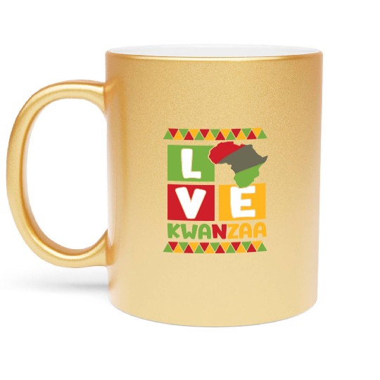 Happy Kwanzaa Vibes Black Heritage Holiday Metallic Mugs