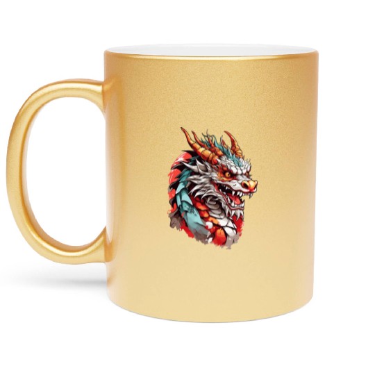 Chinese Dragon Head Metallic Mugs design