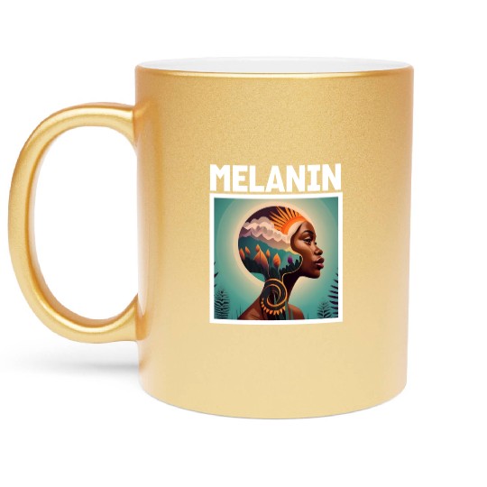 Elegant Melanin Woman. Metallic Mugs