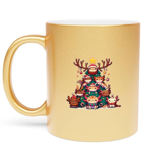 Axolotl Christmas Tree Merry Christmas Metallic Mugs