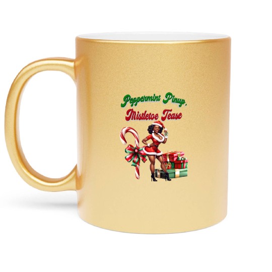 Peppermint Pinup, Mistletoe Tease Metallic Mugs