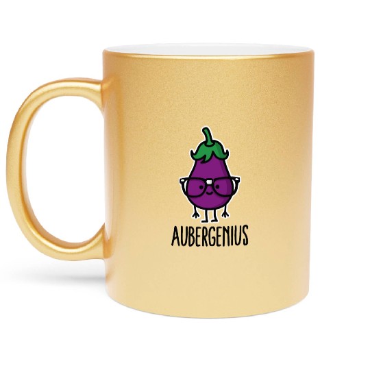 Aubergine eggplant genius Aubergenius Metallic Mugs