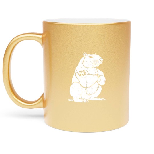 Capybara Biceps Tattoo I Love Dad Metallic Mugs