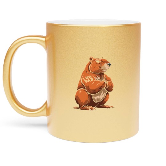Capybara I Love Dad Metallic Mugs