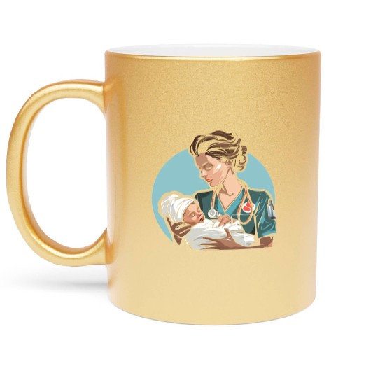 Registered Nurse Medical Medicine Neonatal Nurse Metallic Mugs