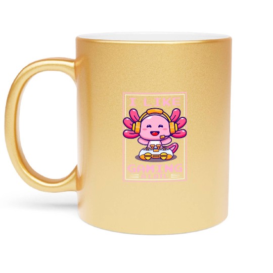 Gaming, Axolotl, Gaming, Video Game, Unicorn Gamer Metallic Mugs