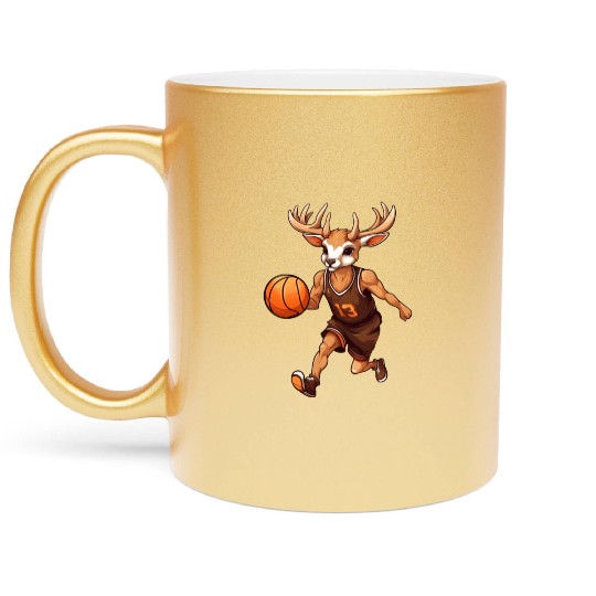 Deer basketball player Metallic Mugs