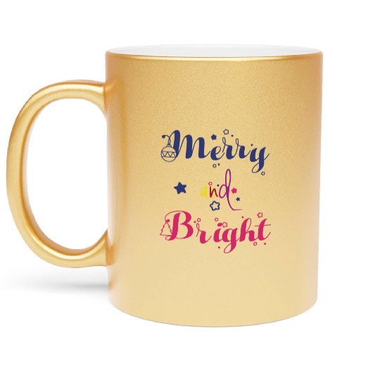 Merry and Bright Christmas Metallic Mugs