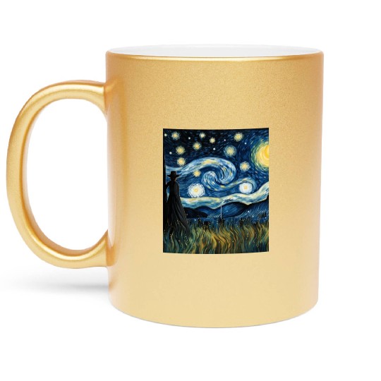 Gardener's Starry Night Metallic Mugs Van Gogh Inspired