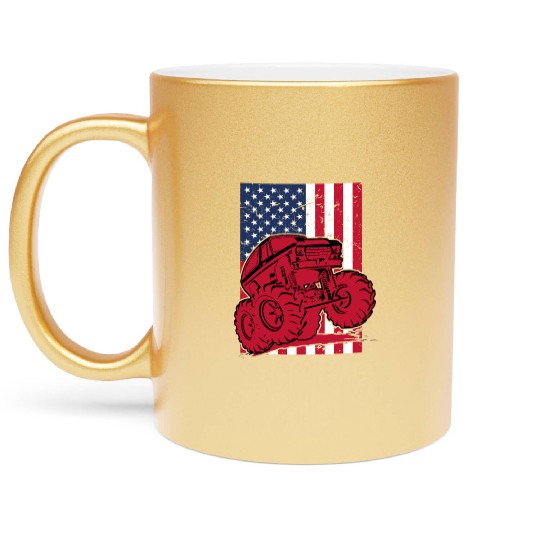 Monster Truck American Flag Metallic Mugs