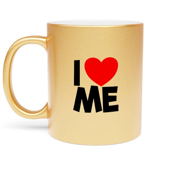 I Love Me Red Heart Self Love Affirmation Metallic Mugs