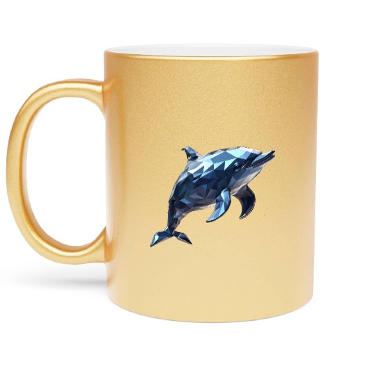 Geometric Style Dolphin Metallic Mugs
