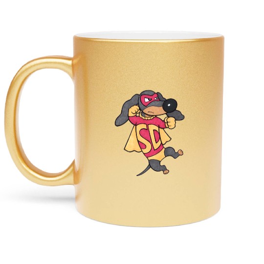 Super Doxie SUPER HERO CARTOON Metallic Mugs