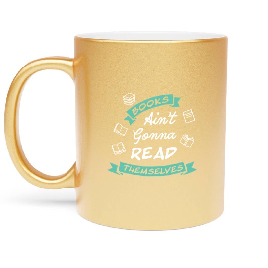 Funny Reading Teacher Bookworm Metallic Mugs