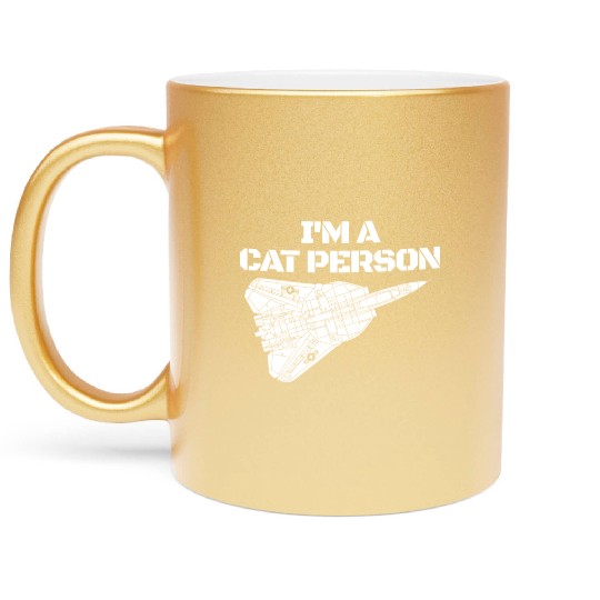 I'm Cat Person F14 Tomcat Fighter Jet Schematicf14 Metallic Mugs