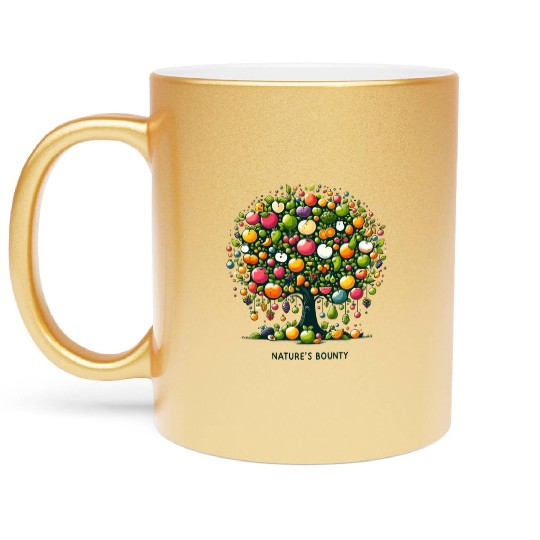 Playful tree with fruits - natural wealth Metallic Mugs