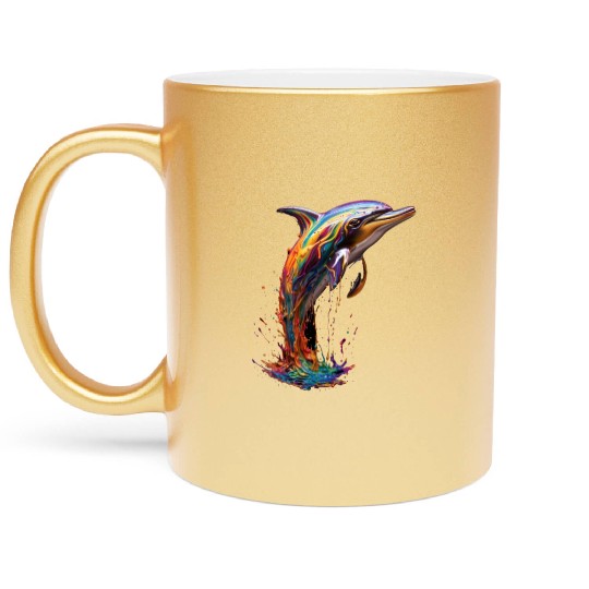 Rainbow Dolphin Metallic Mugs
