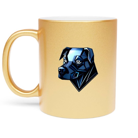 Dog Doberman Pinscher - Blue Polygons Metallic Mugs