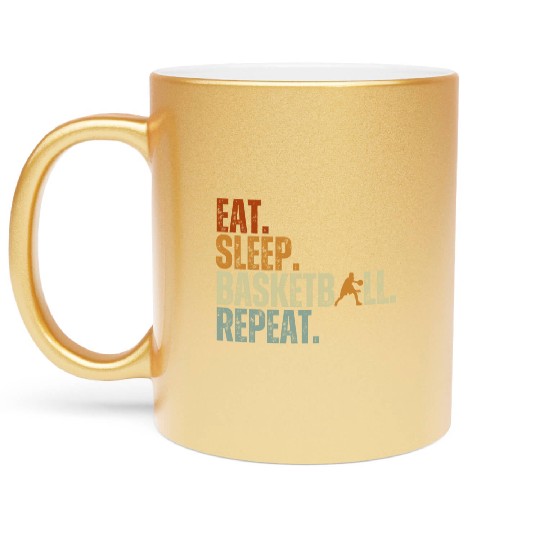 Eat Sleep Basketball Repeat Retro Vintage Boy Kid Metallic Mugs