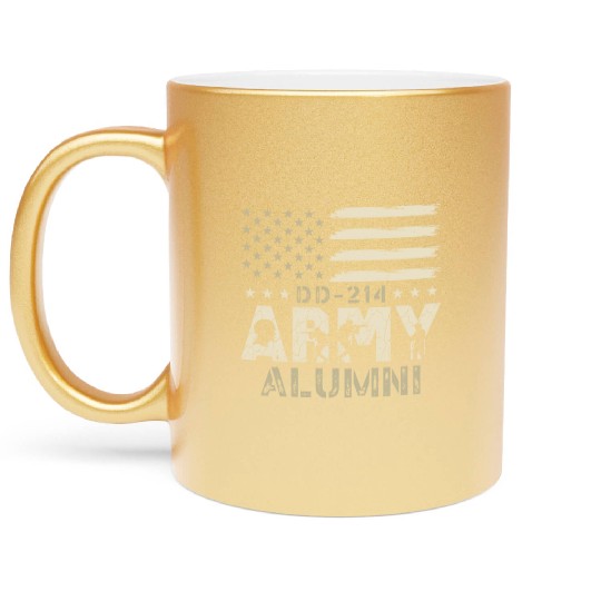 DD-214 Army Alumni Military US Flag Veteran USA Metallic Mugs