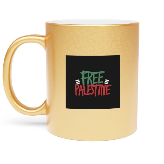 free free Palestine typography 2 Metallic Mugs