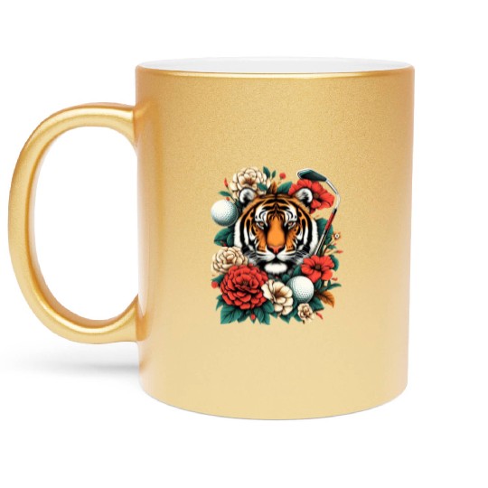 Floral Tiger Golf - Stylish Metallic Mugs with Floral