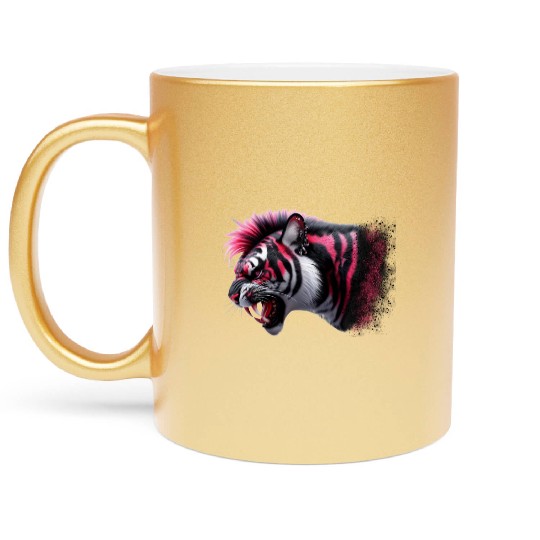 Tiger pink punk Metallic Mugs