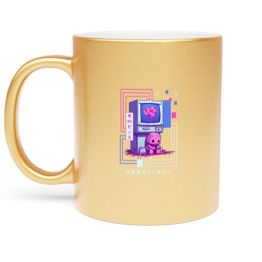 Kawaii Japanese Retro 90s Nostalgia Vaporwave Retr Metallic Mugs
