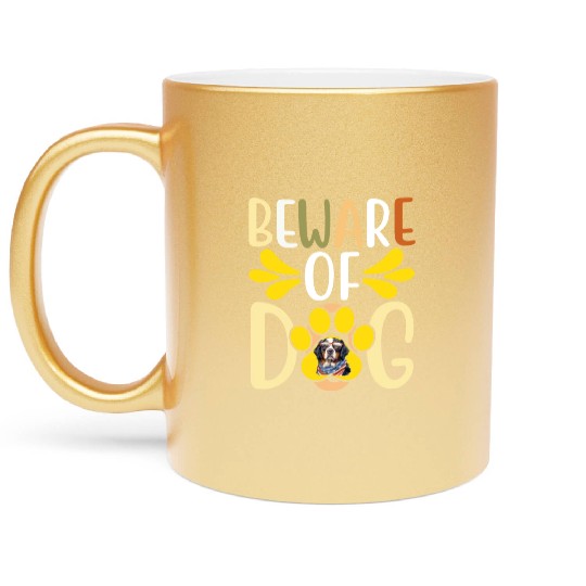 Beware Of Dog Metallic Mugs