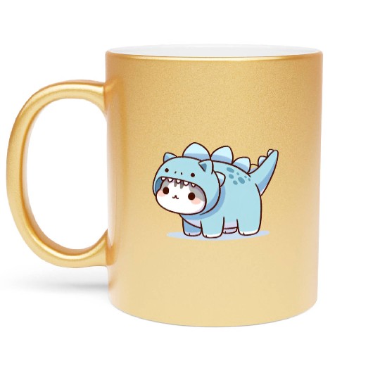 Cat in Stegosaurus Costume Metallic Mugs