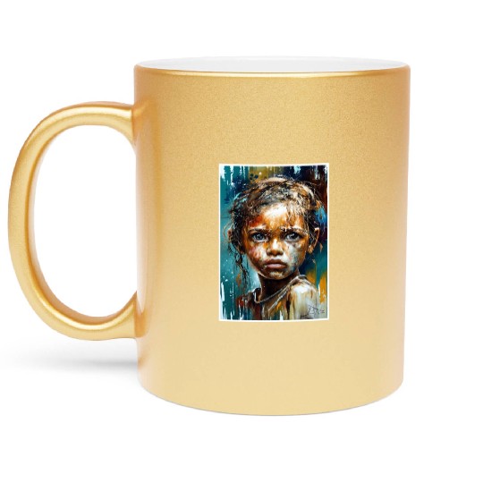 Abstract Sad Girl Unhappy People Sadness Metallic Mugs