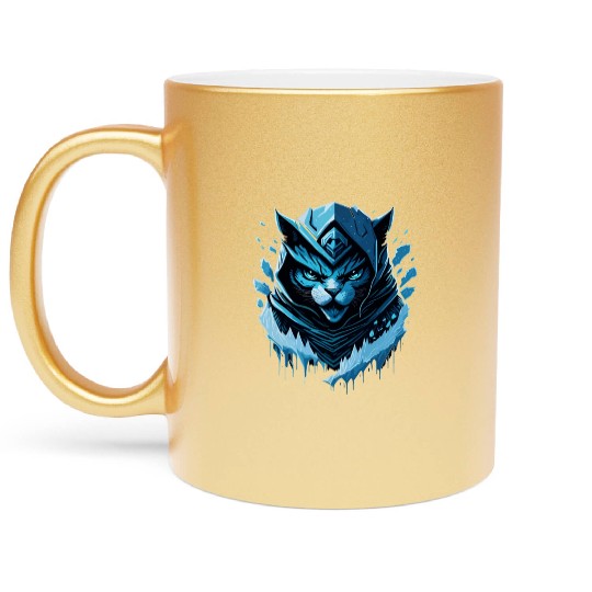 kawaii cat anime japanese retro men women kids Metallic Mugs