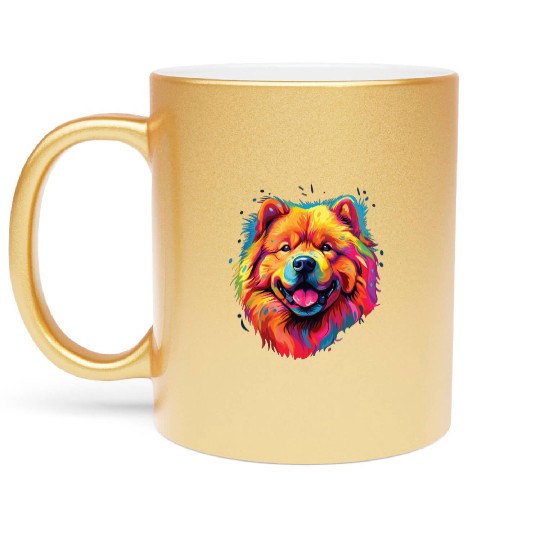 Watercolor Colorful Chow Chow Metallic Mugs