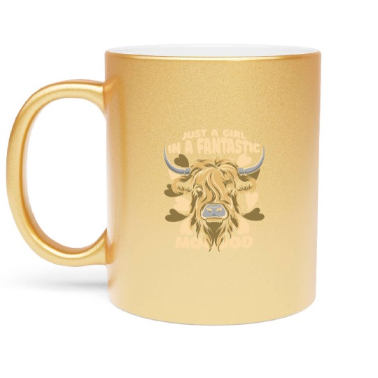 A Girl In A Fantastic Mood Highland Cow Highland Metallic Mugs