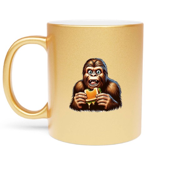 Bigfoot Discovers Grilled Cheese Sandwich Metallic Mugs