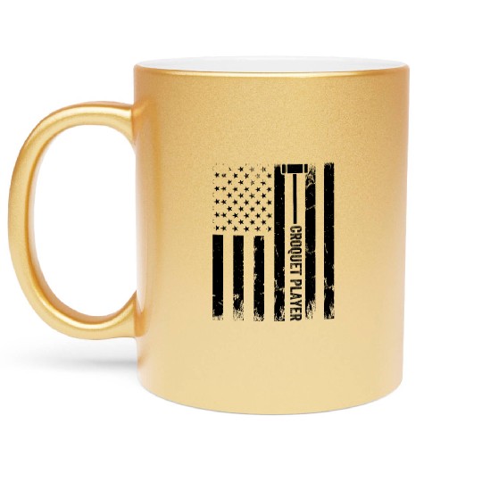 Croquet Player US Flag Croquet Player Metallic Mugs
