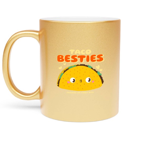 Cute "Taco Besties" Graphic Metallic Mugs