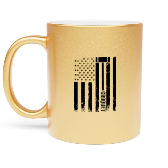 Croquet US Flag Croquet Player Metallic Mugs