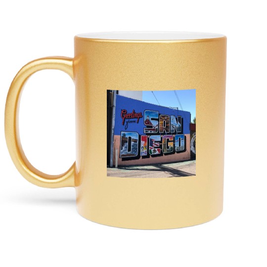 Greetings From San Diego Street Art Metallic Mugs