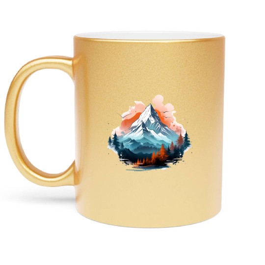 Mountain Landscape Mountains Nature Hiking Metallic Mugs