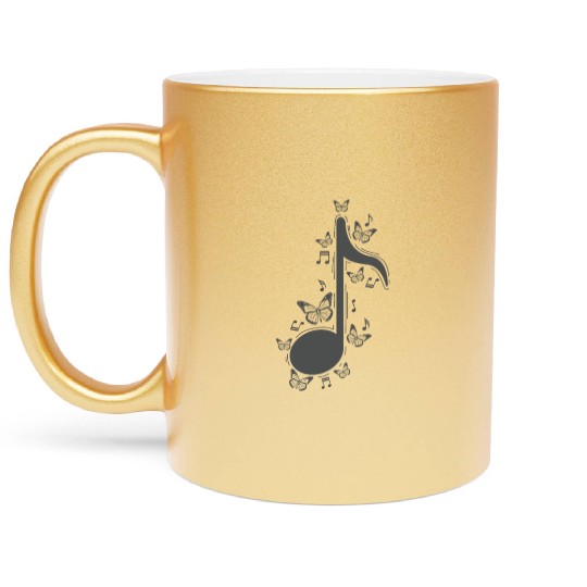 Music Note with Butterflies Music Metallic Mugs