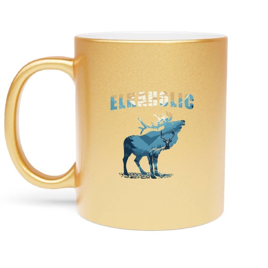 Elk Hunting Elkaholic Hunters Metallic Mugs