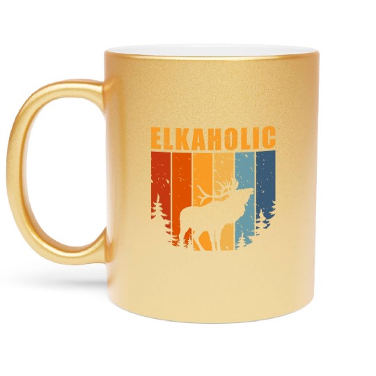 Elk Hunting Elkaholic Hunters Metallic Mugs