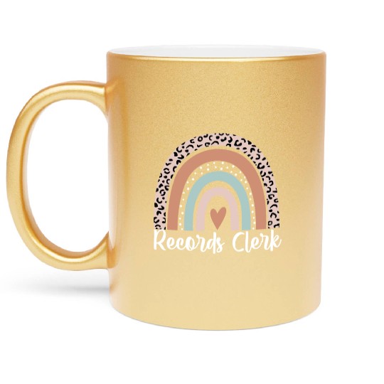 Records Clerk Rainbow Leopard Funny Records Clerk Metallic Mugs