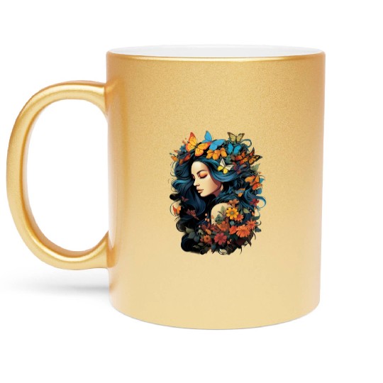 International Womens Day Woman Butterflies Metallic Mugs