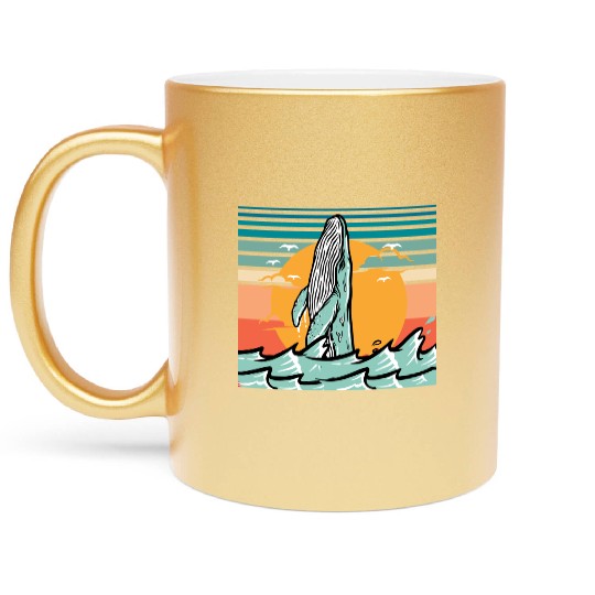 Whales Save The Whales Vintage Whale Watching Ocea Metallic Mugs