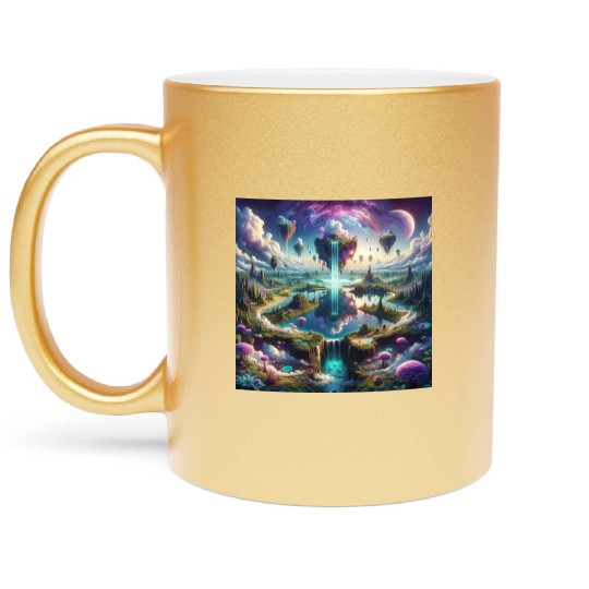 Fantasy Skylands: Surreal Landscape Metallic Mugs