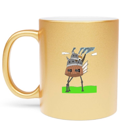 Steampunk Mechanical Moving Castle Metallic Mugs