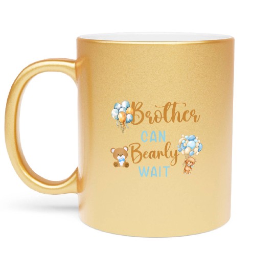 Brother Can Bearly Wait Baby Shower Metallic Mugs